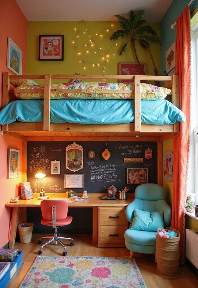Colorful Loft Bed For Small Spaces