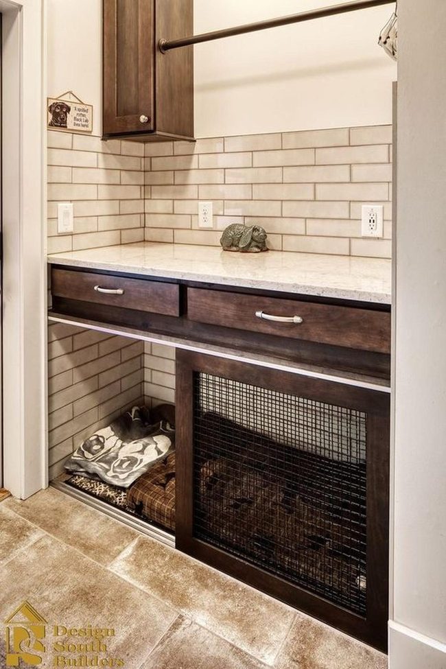 Dark Wood Kitchen With Pet Integration