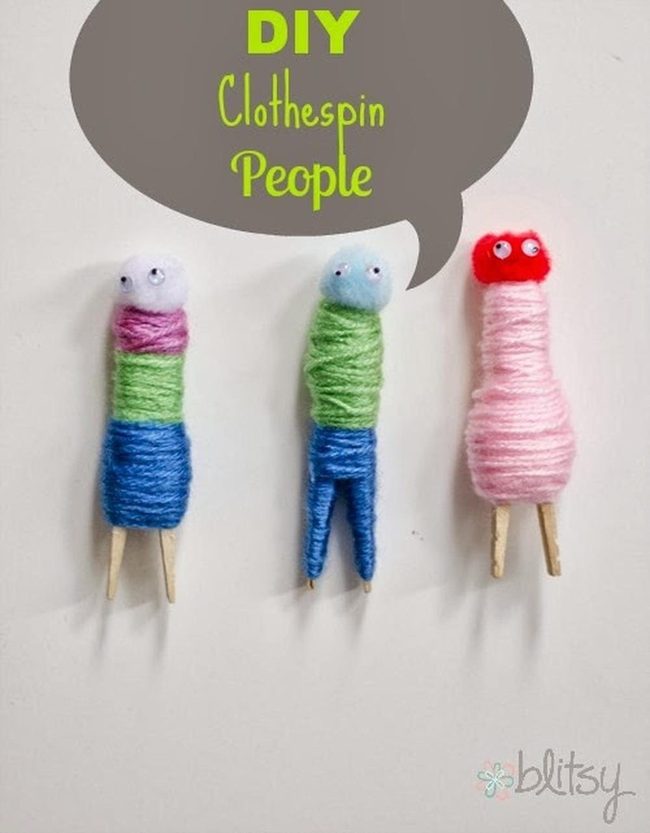 Yarn-Wrapped Clothespin Dolls