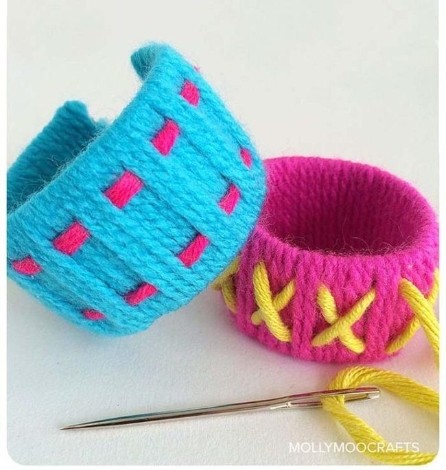 Toilet Paper Roll Yarn Bracelets