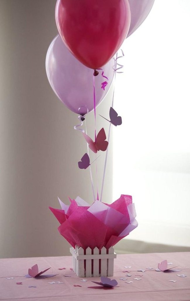 Pink Balloon Paradise With Butterflies