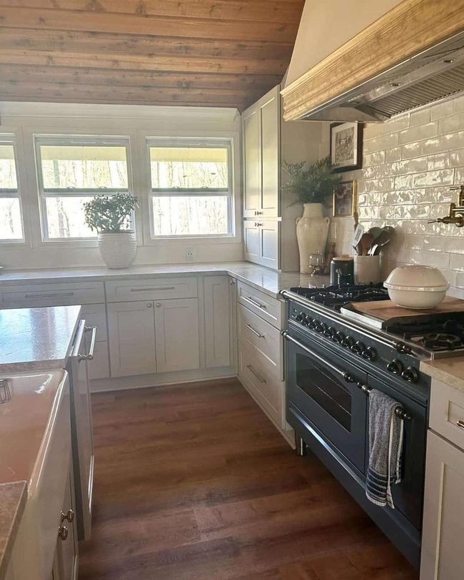 White Tile Farmhouse Kitchen