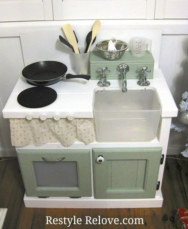 Antique Wood Play Kitchen