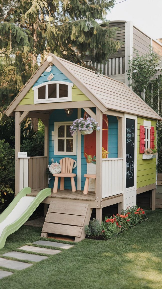 Backyard Playhouse with Slides
