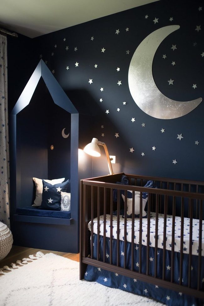 Deep Blue Nursery Under Silver Moons
