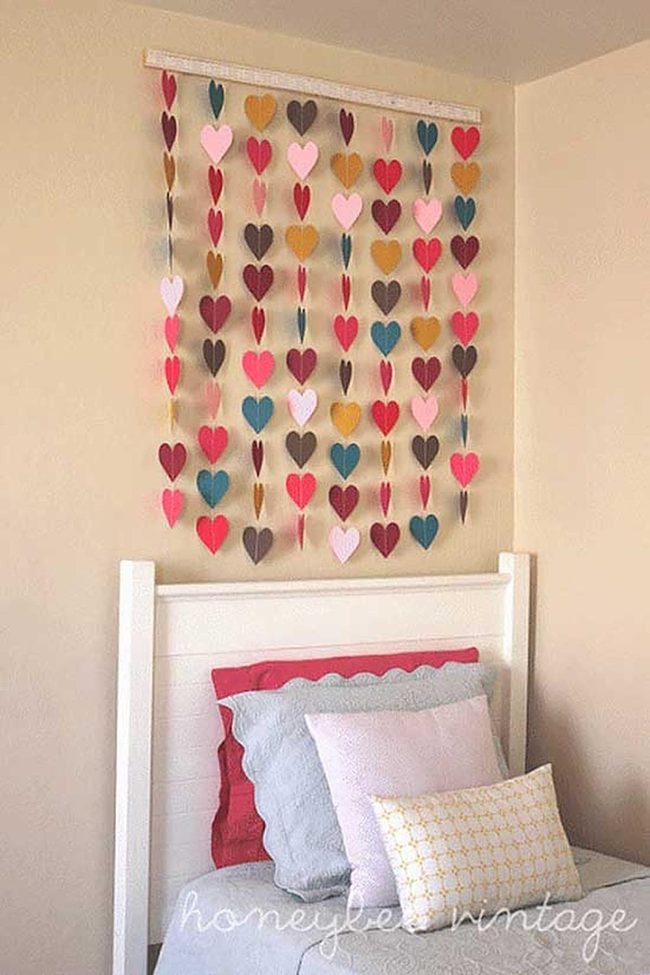 Handmade Paper Hearts Wall
