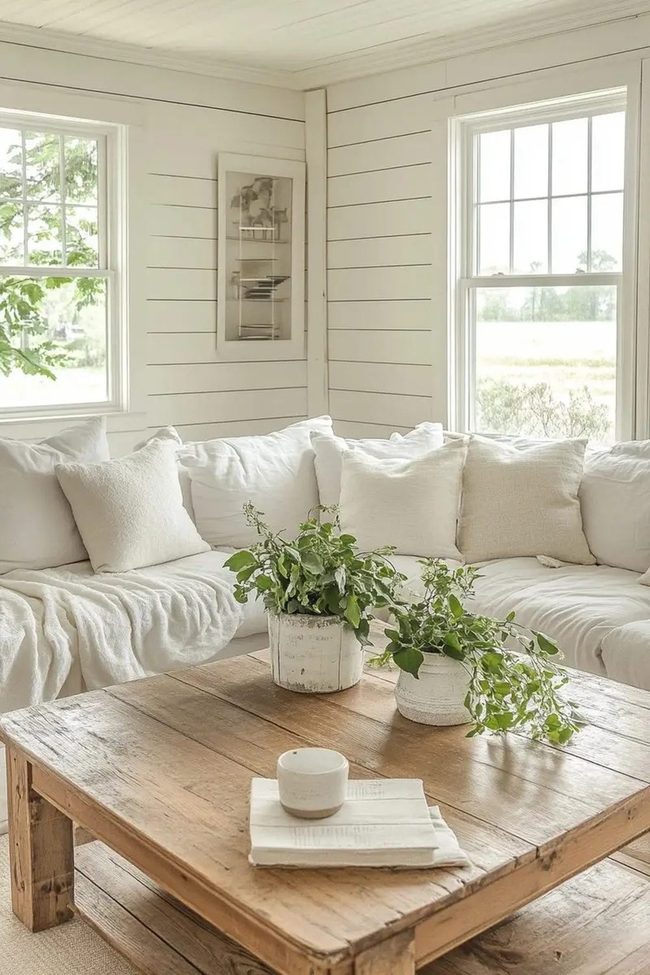Neutral Walls, Green Plants, Light