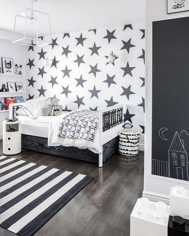 Starry Night Black And White Bedroom
