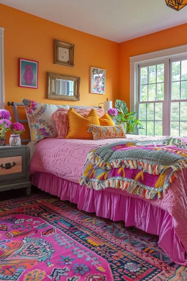 Hot Pink And Orange Bedroom Sanctuary