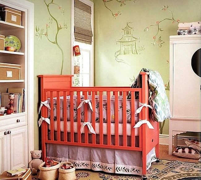 Green Walls, Coral Crib, Nature Nursery