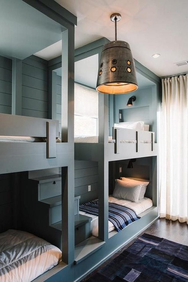 Blue Bunk Beds, Industrial Lighting