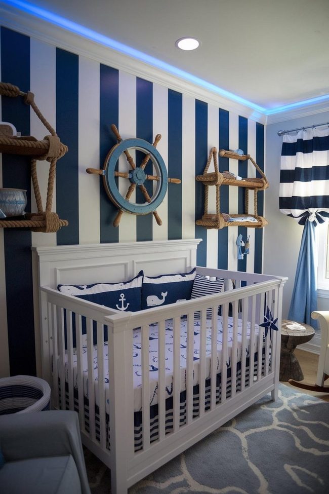 Navy Stripes and Rope Accents