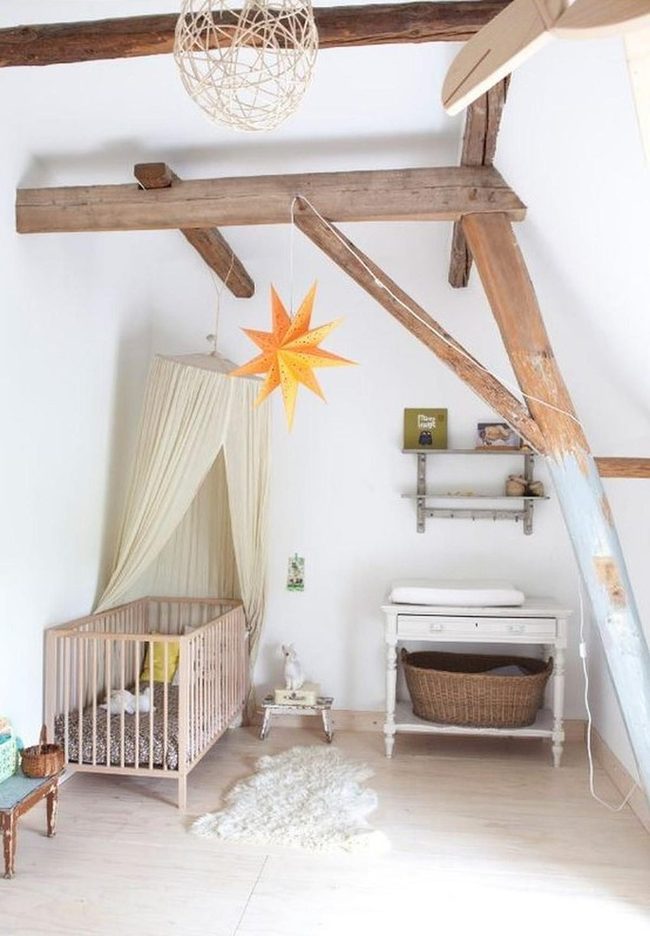 Wooden Beams Orange Stars