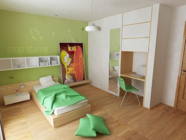 Lime Walls Natural Wood Kids Room