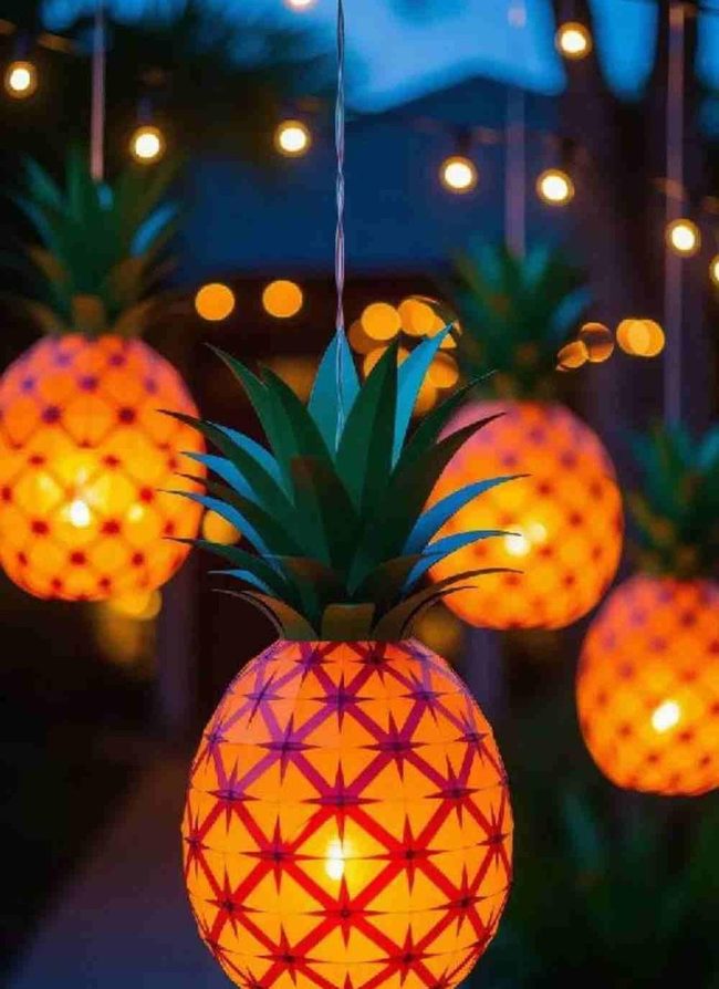 Yellow Paper Pineapple Lights