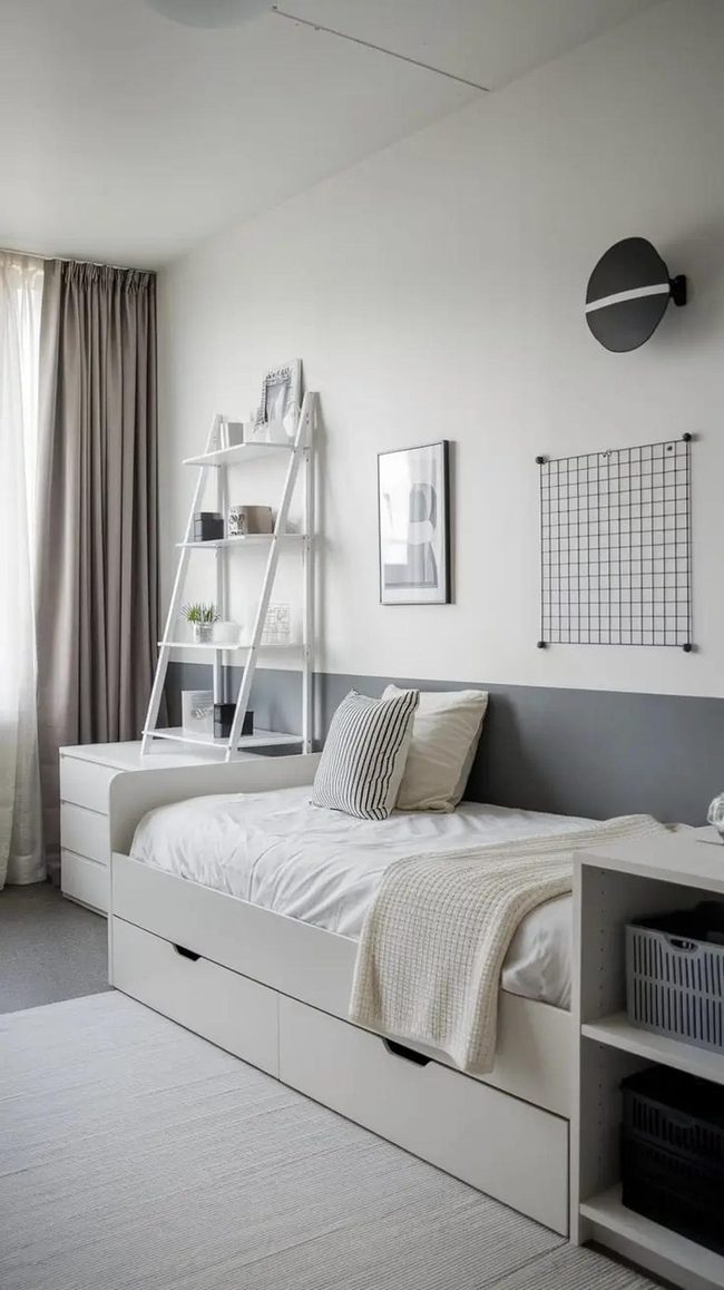Clean Lines Gray and White Dorm