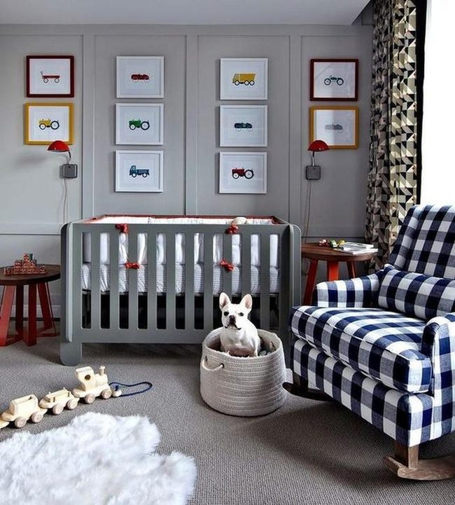 Gray Cribs, Red Lamps, Checkered Chairs