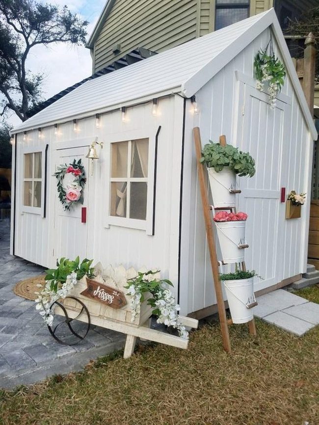 White Shed Garden Lights