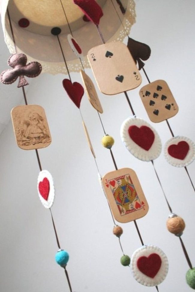 Swinging Felt Hearts And Cards