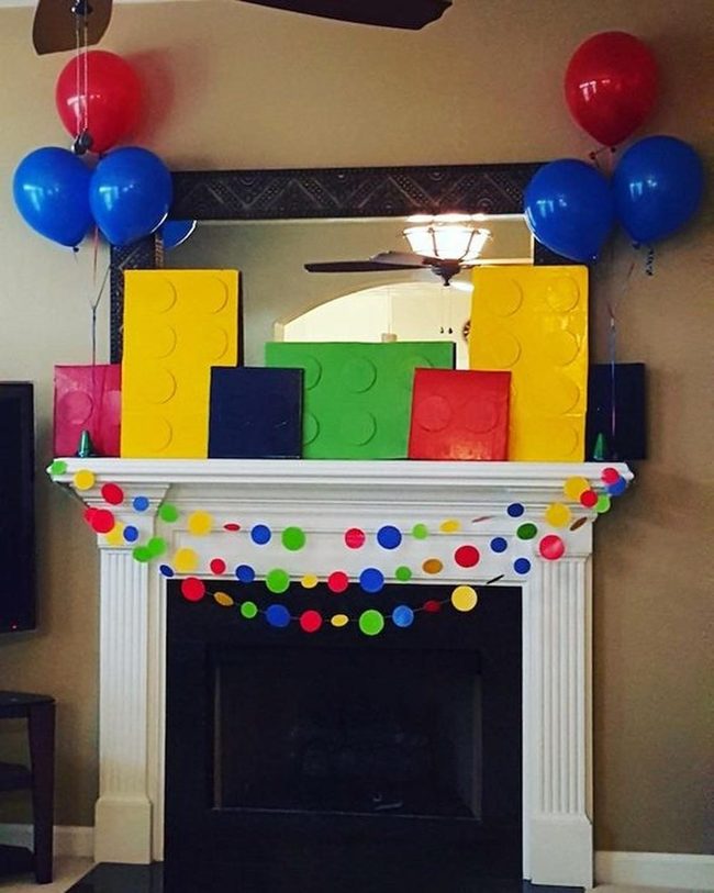Balloon And Block Festive Fireplace