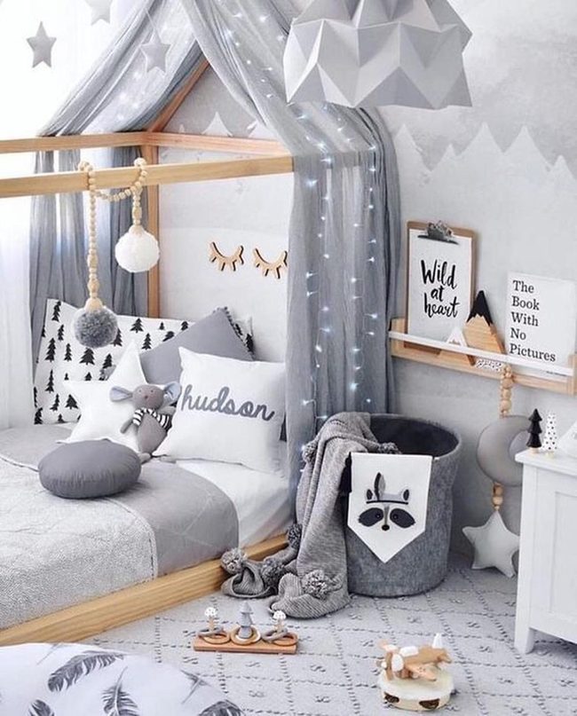Gray Canopy With Twinkling Lights