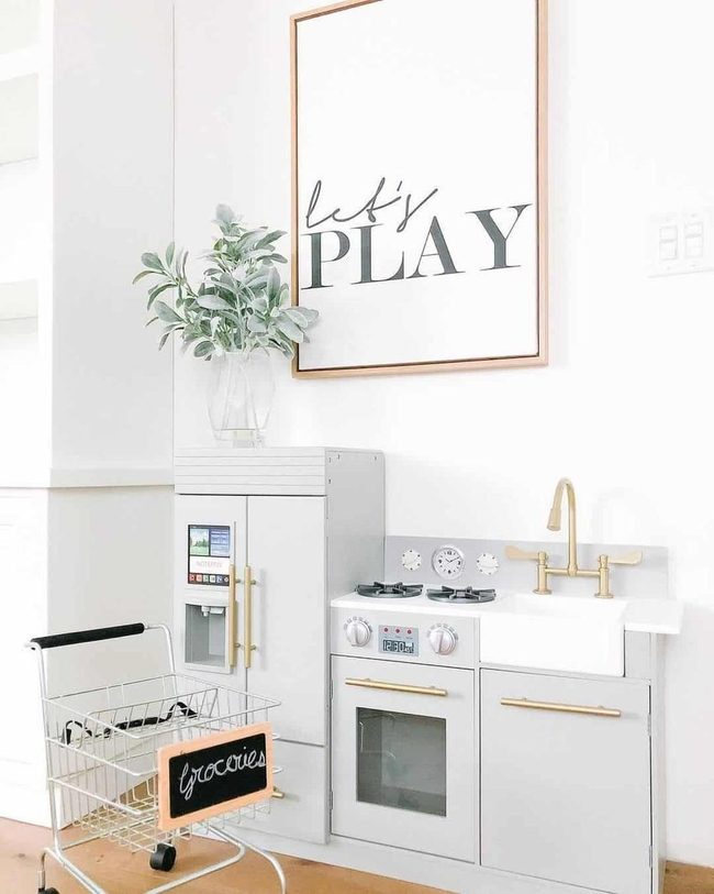White Canvas Toy Kitchen Display
