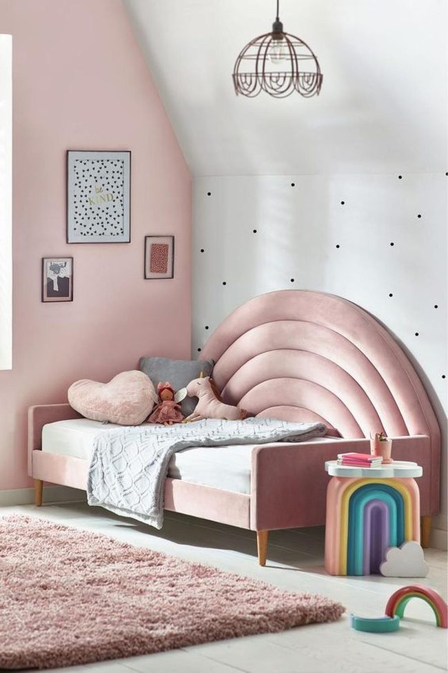 Pale Pink Girl'S Bedroom With Canopy
