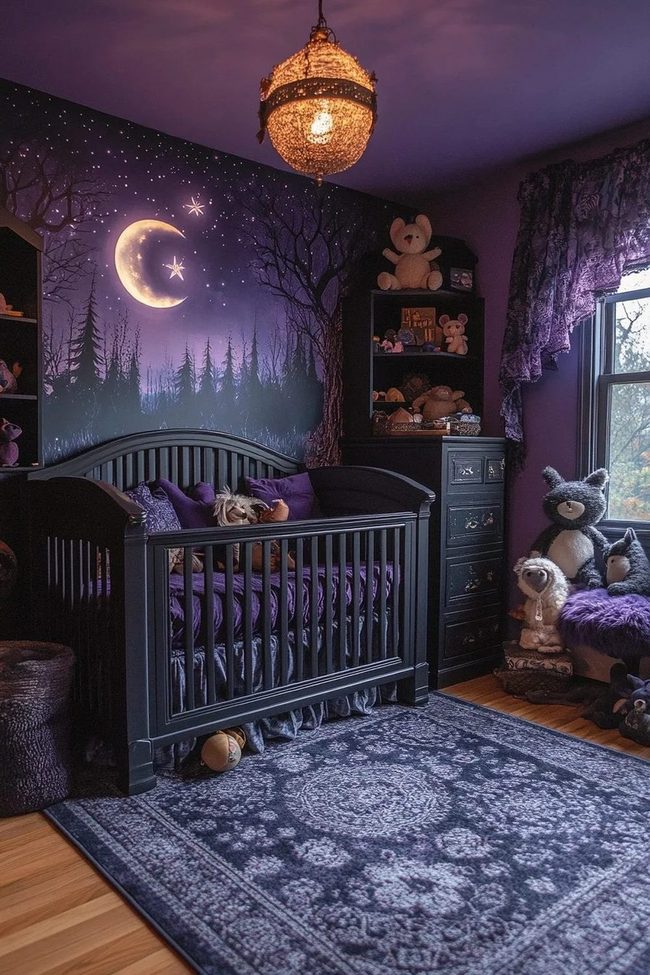 Purple Starry Nursery Dreams