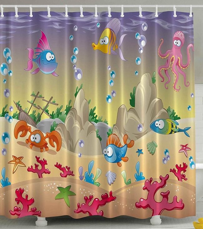Colorful Ocean Creatures Shower Curtain