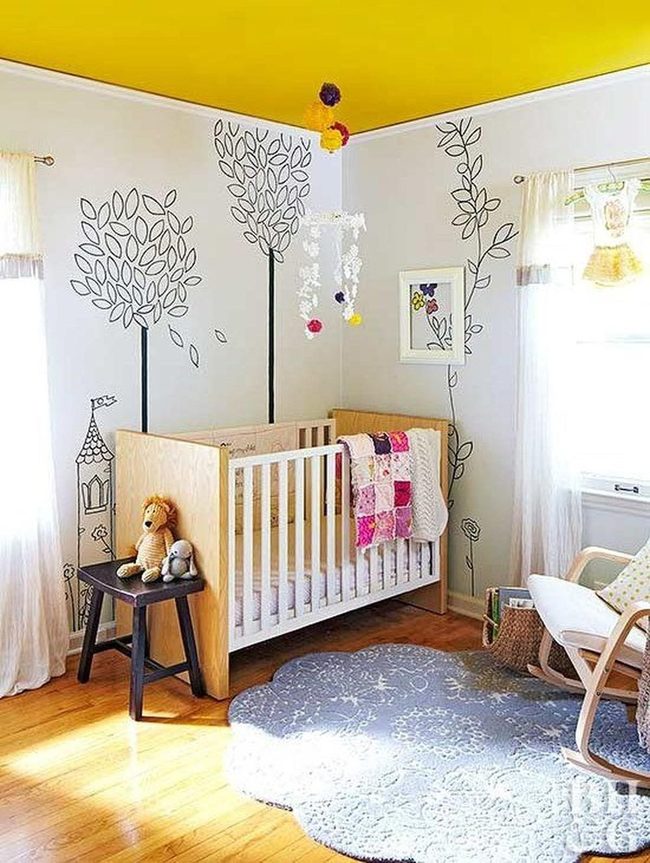 Yellow Nursery With Woodland Trees