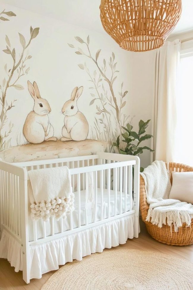 Yellow Bed With Storybook Wall