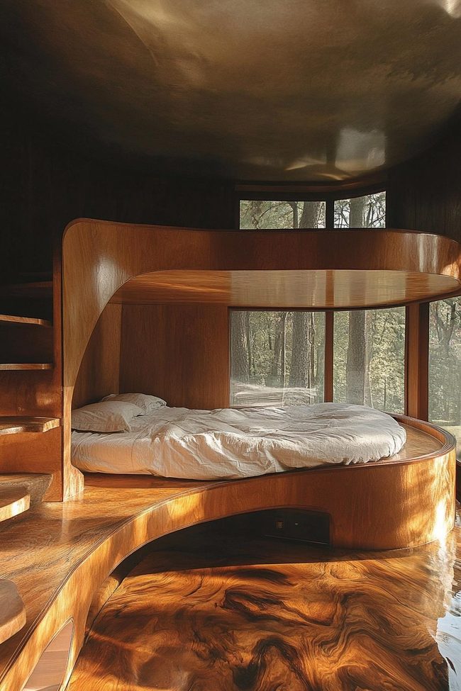 Olive Green Bedchamber With Reclaimed Wood