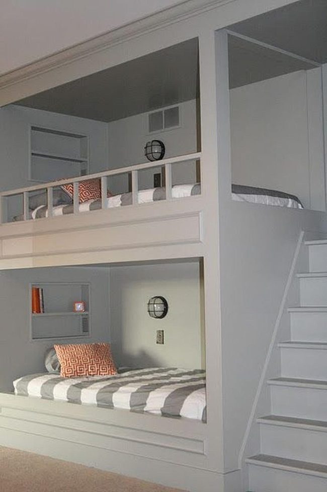 White Bunk Beds, Orange Accents
