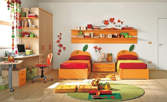 Orange Beds, Green Rug Joy