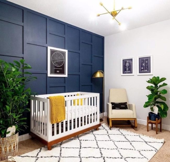 Deep Blue Nursery With Golden Accents