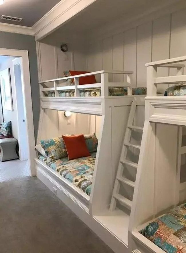 White Bunks With Orange Accents