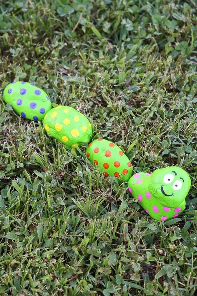 Multicolor Painted Rock Caterpillars