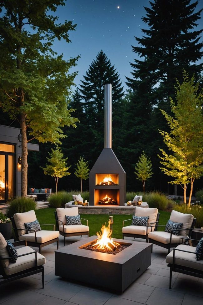 Steel Frame Fire Feature