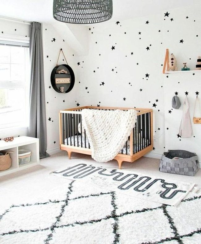 White Walls, Black Wood Crib