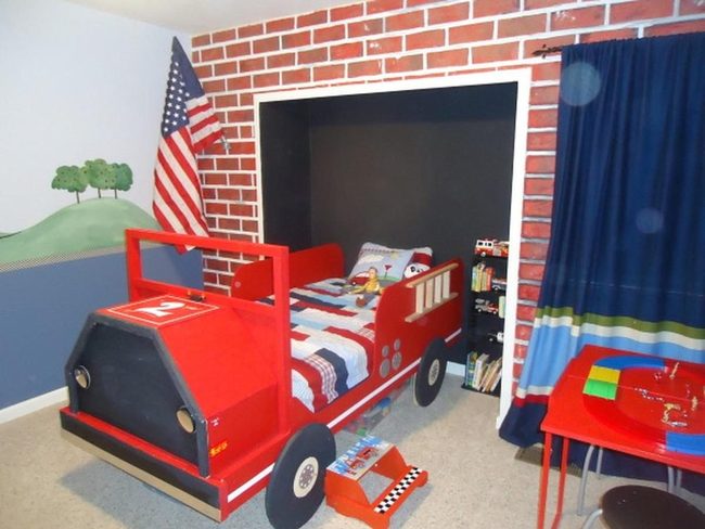 Red Emergency Vehicle Bedroom
