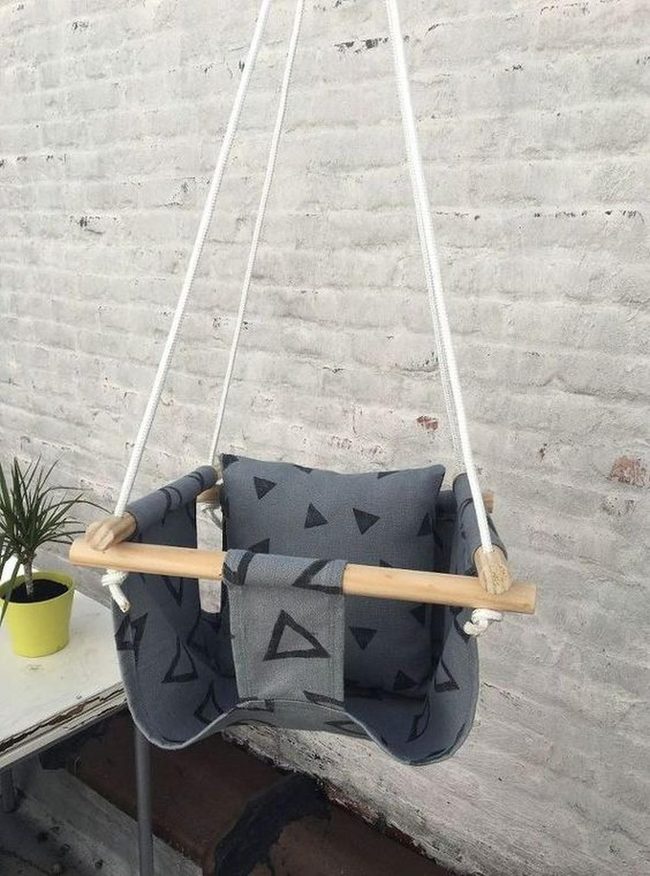 Grey Fabric Swing With Black Triangles