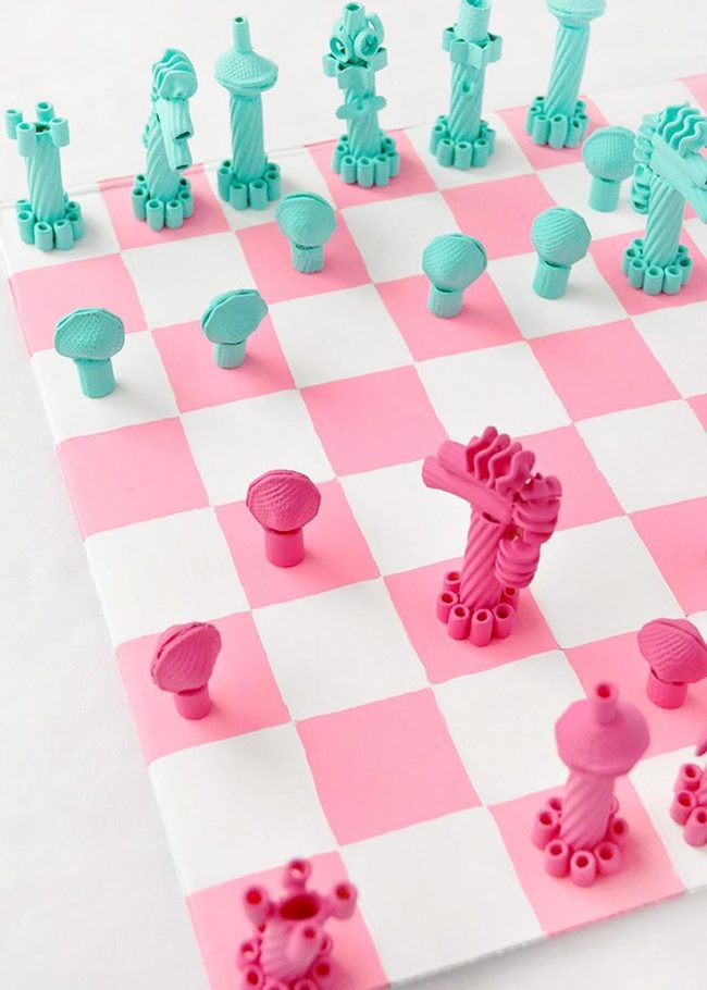 Pink And Blue Chess Set