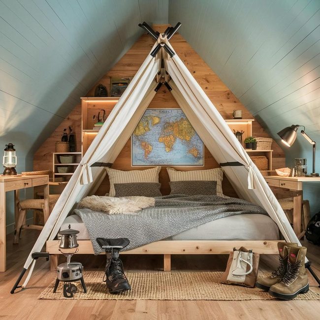 Forest Green Tent Bedroom