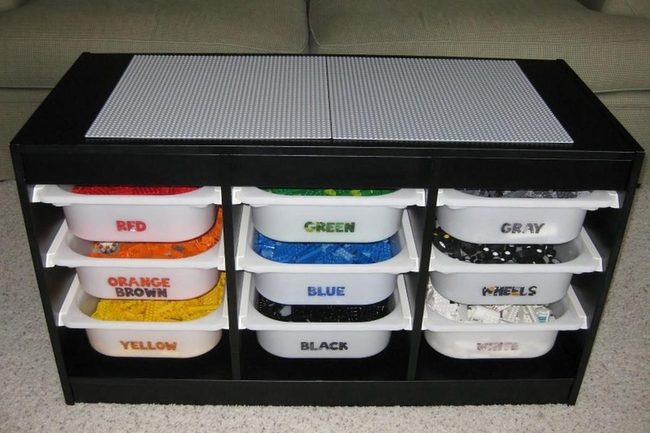 Black Shelves, Colorful Bins, Building Bliss