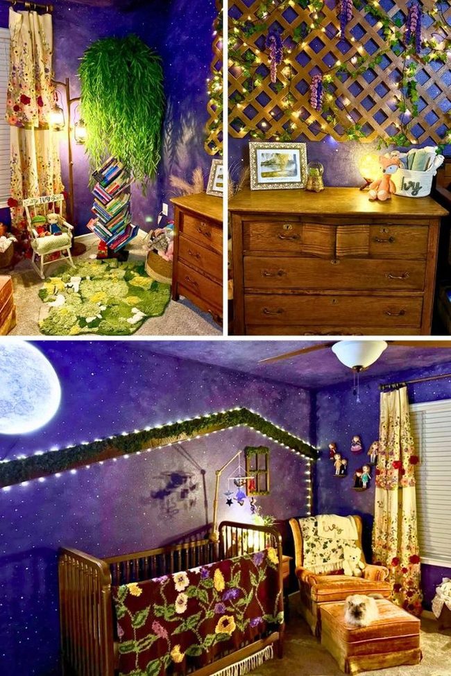 Purple Moon Nursery Wall
