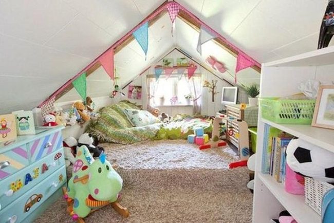 Colorful Bunting Attic Hideaway
