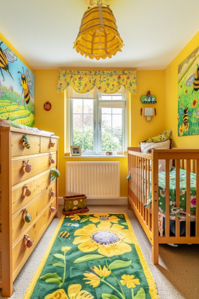Sunflower Rug Yellow Bee Nursery