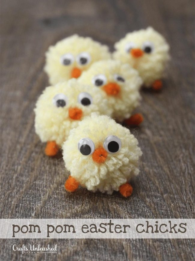 Bright Yellow Pom-Pom Chicks