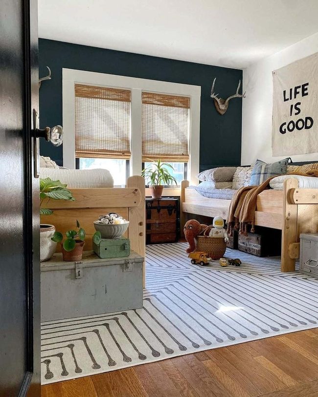 Dark Green Twin Boys' Bedroom