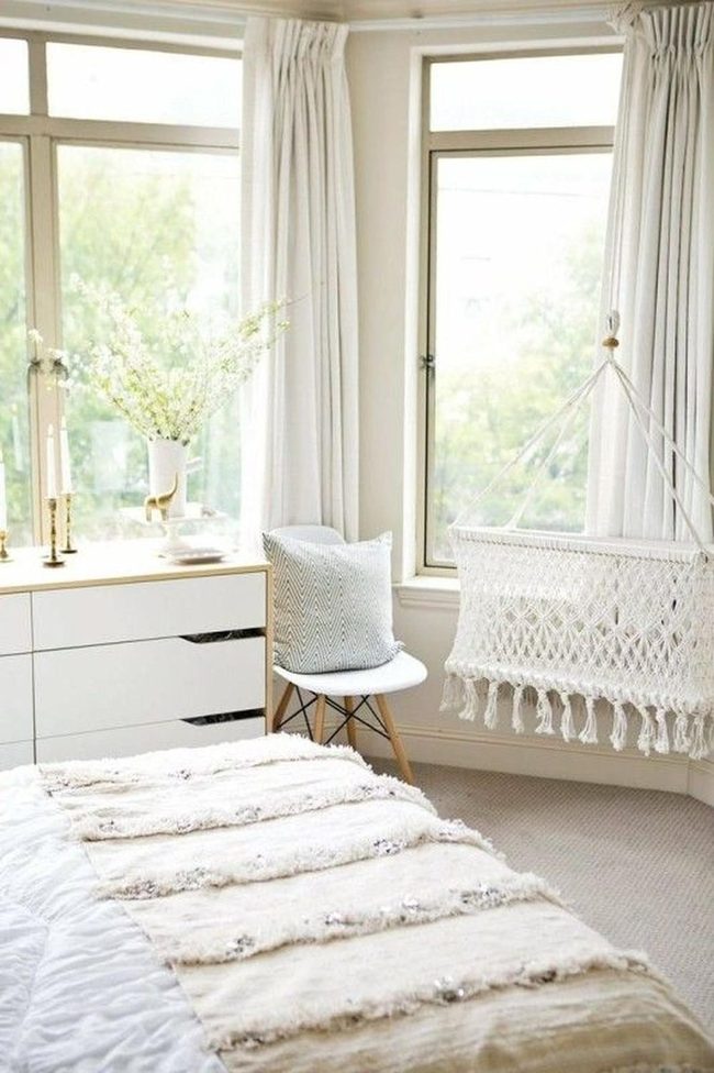 Sunlit White Bedroom With Woven Touches